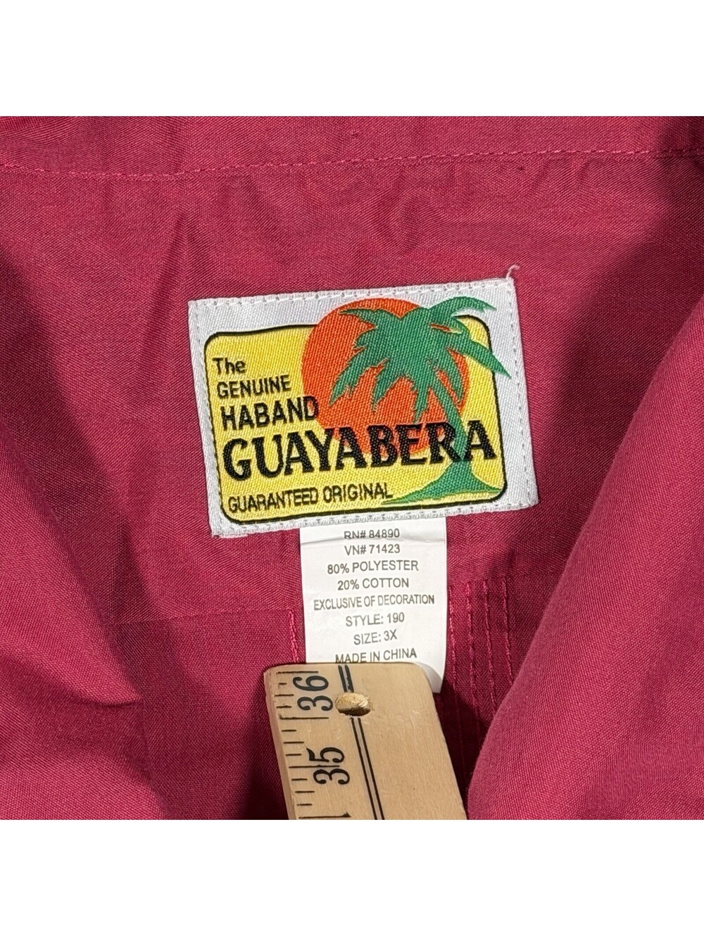 Haband Guayabera Shirt Mens 3XLT Blue Pink Zip Up Embroidery Short Sleeve Lot 2 - Picture 6 of 15